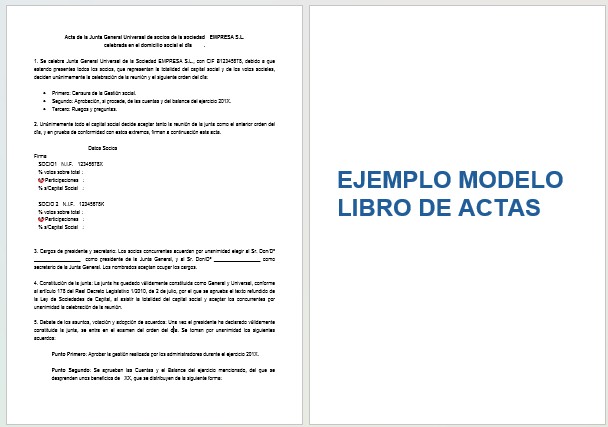 Libro de actas digital: Modelos de ejemplo