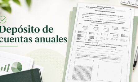 Depósito de cuentas anuales en el Registro Mercantil con formulario de presentación y documentos contables