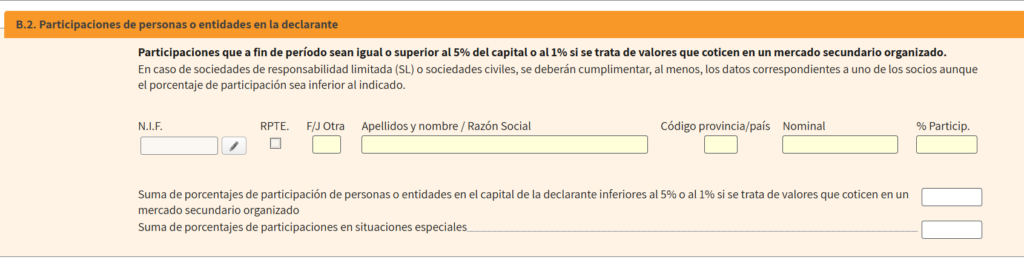 Rellenar socios Impuesto de Sociedades