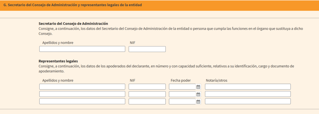 Secretario del Consejo de Administración y representantes legales de la entidad
