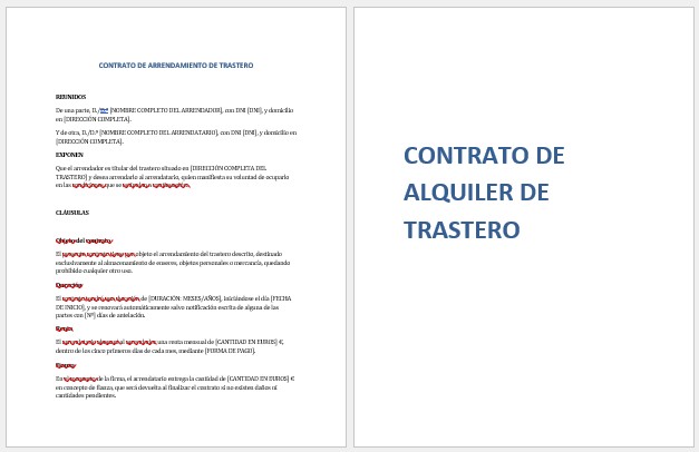 Contrato alquiler de trastero plantilla