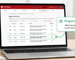 Programa D2: descargar, instalar y presentar cuentas anuales en el Registro Mercantil Programa D2 2025 del Registro Mercantil en un portátil, destacado como válido para ejercicios iniciados a partir del 01/01/2025